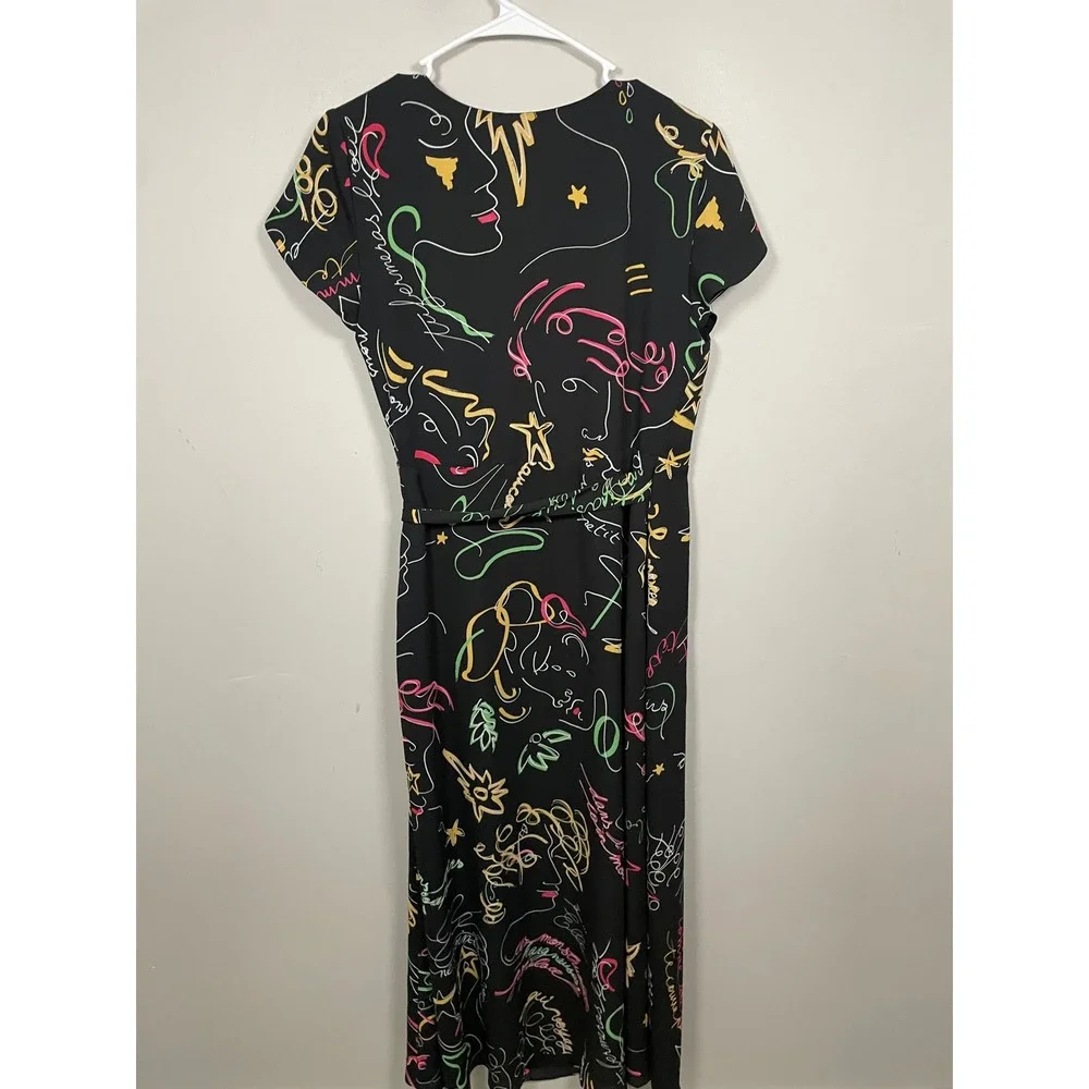 Aritzia Babaton Wallace Split Wrap Midi Dress in Doodle Print Size Small - Picture 6 of 12